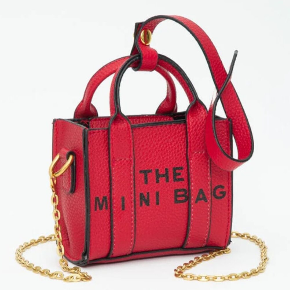 NWT Red Mini Tote Bag Crossbody Purse with Chain Strap Small Shoulder Handbag